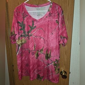 Realtree 3X Pink Camouflage V-Neck T-Shirt